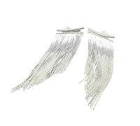 Harfi Statement Silver Waterfall Party Tassel Earrings