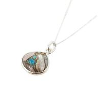 Harfi Sterling Silver Opal & Turquoise Gemstone Crystal Necklace