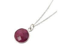 Harfi Sterling Silver Plated Round Ruby Necklace