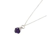Harfi Sterling Silver Raw Amethyst February Birthstone Crystal Necklace