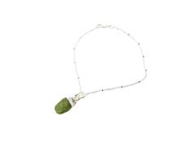 Harfi Sterling Silver Raw Peridot Crystal Bracelet