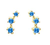 Harfi Tiny Aquamarine March Birthstone Climber Stud Earrings