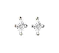 Harfi Tiny Stud Diamond April Birthstone Sterling Silver Earrings