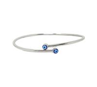 Turkish Blue Evil Eye Minimalist Sterling Silver Bangle Harfi Silver One Size