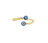 Harfi Turkish Blue Evil Eye Nazar Gold Plated Stacking Ring