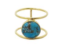 Harfi Turquoise Gemstone Gold Vermeil Plated Statement Ring - Small (US size 6/ UK size L)
