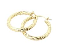 Harfi Twisted Gold Plated Round Minimalist Stylish Hoops