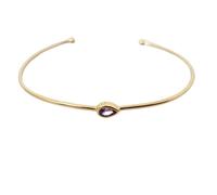 Harfi Women's 18ct Gold Plated Amethyst February Birthstone Bangle Birthstone Bangle Harfi Gold One Size