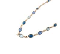 Harfi Women's 18ct Gold Plated Blue Multi Gemstone Crystal Necklace | Size: 18 inches Harfi Gold 18 inches