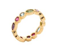 Harfi Women's 18ct Gold Plated Colourful Stones Eternity Ring | Size: O Harfi Gold O