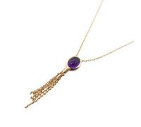Harfi Women's 18ct Gold Plated Oval Amethyst Necklace | Size: 18 inches Harfi Gold 18 inches