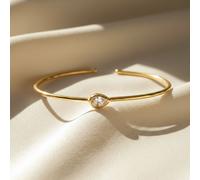 Harfi Women's 18ct Gold Plated White Topaz April Birthstone Bangle | Size: 7.5 inches Harfi Gold 7.5 inches