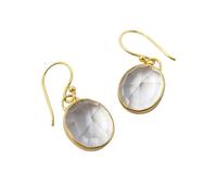 Harfi Women's 18ct Gold Plated White Topaz Wire Drop Earrings Harfi Gold One Size