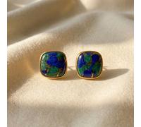 Harfi Women's 18ct Gold Vermeil Plated Azurite & Malachite Gemstone Stud Earrings Harfi Gold One Size
