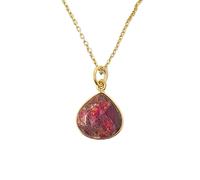 Harfi Women's 18ct Gold Vermeil Plated Garnet January Birthstone Necklace | Size: 18 inches Harfi Gold 18 inches