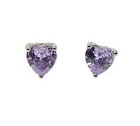 Harfi Women's Alexandrite Heart Silver Stud Gemstone Earrings Harfi Silver One Size