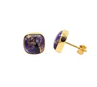Harfi Women's Amethyst February Birthstone Gold Vermeil Stud Earrings in Purple Harfi Purple One Size