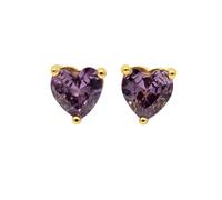 Harfi Women's Amethyst Heart February Birthstone Stud Earrings in Gold Harfi Gold One Size