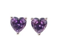 Harfi Women's Amethyst Heart Sterling Silver Stud Gemstone Earrings in Purple Harfi Purple One Size