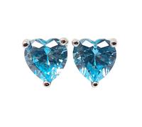 Harfi Women's Aquamarine Heart Sterling Silver Stud Gemstone Earrings in Blue Harfi Blue One Size