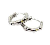 Harfi Women's Bamboo Everyday Sterling Silver Huggie Hoop Earrings Harfi Silver One Size