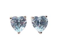 Harfi Women's Blue Topaz Heart Sterling Silver Stud Gemstone Earrings Harfi Blue One Size