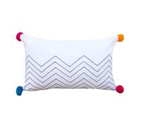 Harfi Women's Chevron White Pillow Cover With Zig Zag Embroidery Harfi White