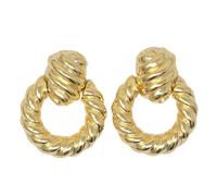 Harfi Women's Chunky Croissant Textured Donut Dangle Gold Plated Earrings Harfi Gold One Size