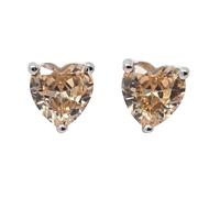 Harfi Women's Citrine Heart Sterling Silver Stud Gemstone Earrings in Orange | Size: 18 inches Harfi Orange 18 inches