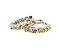 Harfi Women's Citrine November Birthstone Small Silver Huggie Hoops in Orange Harfi Orange One Size