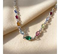 Harfi Women's Colourful Multi Gemstone Sterling Silver Chain Necklace | Size: 18 inches Harfi Multicolor 18 inches