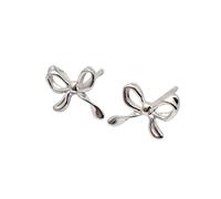 Harfi Women's Cute Bow Tie Bowknot Silver Everyday Stud Earrings Harfi Silver One Size