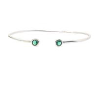 Harfi Women's Dainty Emerald May Birthstone Sterling Silver Bangle | Size: 7.5 inches Harfi Silver 7.5 inches