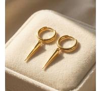 Harfi Women's Dainty Spike Huggie Small Hoop Gold Plated Earrings Harfi Gold One Size