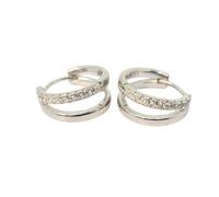 Harfi Women's Diamond April Birthstone Double Hoop Small Huggie Earrings in Silver Harfi Silver One Size