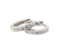 Harfi Women's Diamond April Birthstone Small Silver Huggie Hoops Harfi Silver One Size
