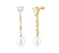 Harfi Women's Elegant Baroque Pearl Gold Plated Dangle Drop Earrings Harfi Gold One Size