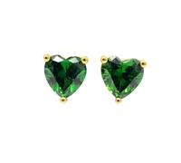 Harfi Women's Emerald Heart May Birthstone Stud Earrings in Gold Harfi Gold One Size