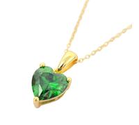 Harfi Women's Emerald Love Heart Pendant May Birthstone Necklace in Gold Harfi Gold One Size