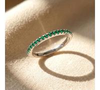 Harfi Women's Emerald May Birthstone Crystal Sterling Silver Ring | Size: 8 Harfi Silver 8