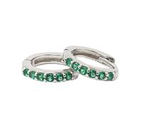 Harfi Women's Emerald May Birthstone Small Silver Huggie Hoops in Green Harfi Green One Size