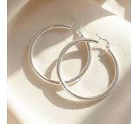 Harfi Women's Everyday Minimalist Plain Sterling Silver Hoop Earrings Harfi Silver One Size