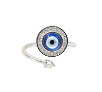 Harfi Women's Evil Eye Fidget Spinner Friendship Gold Plated Ring in Silver Harfi Silver One Size