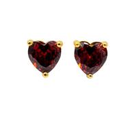 Harfi Women's Garnet Heart January Birthstone Stud Earrings in Gold Harfi Gold One Size