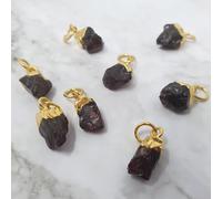 Harfi Women's Garnet January Birthstone Raw Gold Plated Pendant Charm Harfi Gold One Size