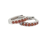 Harfi Women's Garnet January Birthstone Small Silver Huggie Hoops in Red Harfi Red One Size