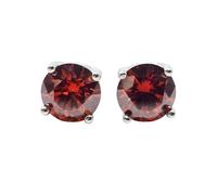Harfi Women's Garnet Moissanite Crystal Sterling Silver Earrings Harfi Silver One Size