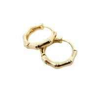 Harfi Women's Gold Plated Bamboo Everyday Huggie Earrings Harfi Gold One Size