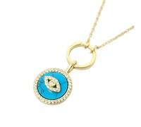 Harfi Women's Gold Plated Turquoise Evil Eye Pendant Charm Necklace | Size: 18 inches Harfi Gold 18 inches