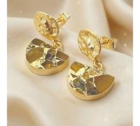 Harfi Women's Hammered Citrine November Birthstone Statement Earrings in Gold Harfi Gold One Size